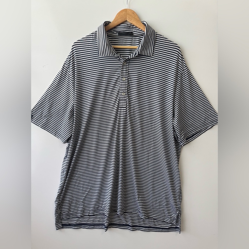 RLX Ralph Lauren Men’s Black and White Striped Polo Shirt